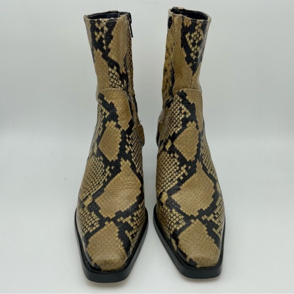 Zara Animal Print Snake Leather Block Heel Ankle Boots, Sz 9/40 - Picture 3 of 11